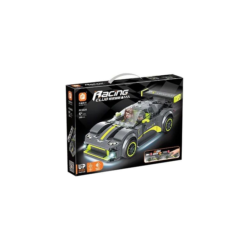 FORANGE FC1616 1616 non  SIÊU XE CỰC NHANH MÀU XÁM LÙI bộ đồ chơi xếp lắp ráp ghép mô hình Mini Racing Pacemaker Đua Xe Mini 269 khối