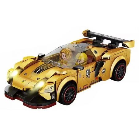 FORANGE FC1614 1614 non  SIÊU XE CỰC NHANH MÀU VÀNG LÙI bộ đồ chơi xếp lắp ráp ghép mô hình Mini Racing Pacemaker Đua Xe Mini 287 khối