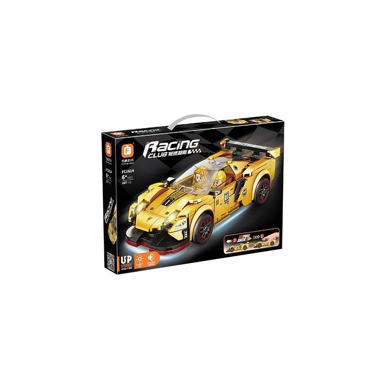 FORANGE FC1614 1614 non  SIÊU XE CỰC NHANH MÀU VÀNG LÙI bộ đồ chơi xếp lắp ráp ghép mô hình Mini Racing Pacemaker Đua Xe Mini 287 khối