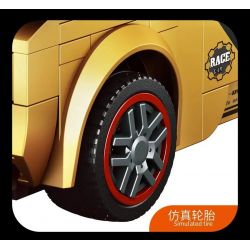 FORANGE FC1614 1614 non  SIÊU XE CỰC NHANH MÀU VÀNG LÙI bộ đồ chơi xếp lắp ráp ghép mô hình Mini Racing Pacemaker Đua Xe Mini 287 khối