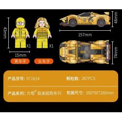 FORANGE FC1614 1614 non  SIÊU XE CỰC NHANH MÀU VÀNG LÙI bộ đồ chơi xếp lắp ráp ghép mô hình Mini Racing Pacemaker Đua Xe Mini 287 khối