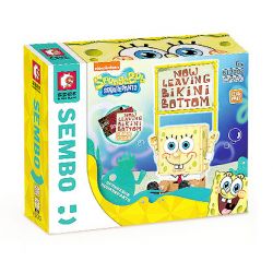 SEMBO 612202 non  HỘP ĐỰNG BÚT ĐA NĂNG SPONGEBOB bộ đồ chơi xếp lắp ráp ghép mô hình Spongebob Squarepants Chú Bọt Biển Tinh Nghịch 290 khối