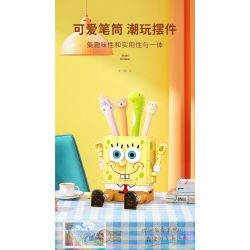 SEMBO 612202 non  HỘP ĐỰNG BÚT ĐA NĂNG SPONGEBOB bộ đồ chơi xếp lắp ráp ghép mô hình Spongebob Squarepants Chú Bọt Biển Tinh Nghịch 290 khối