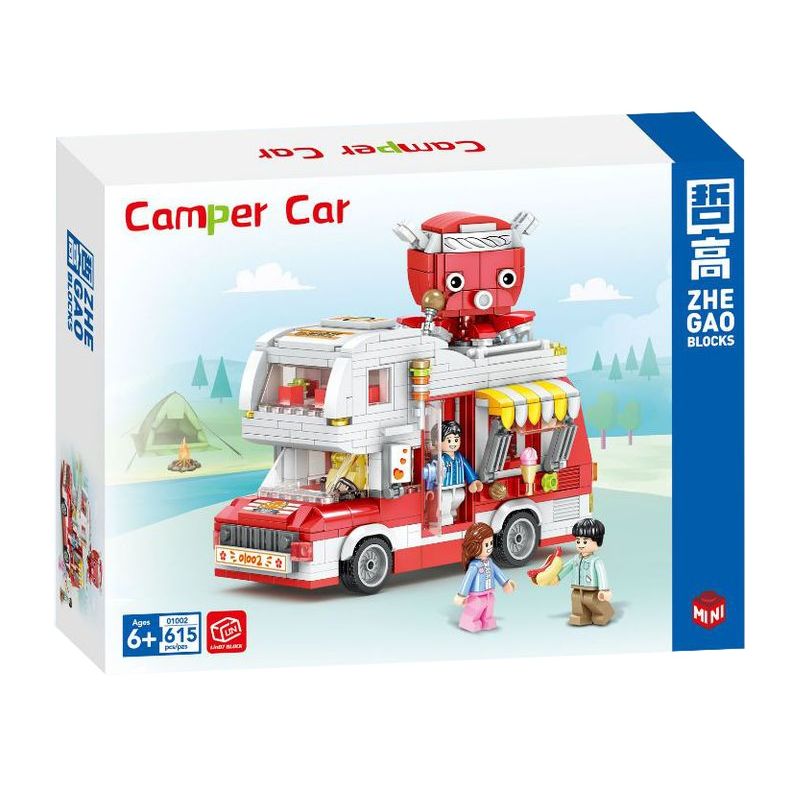 ZHEGAO 01002 non Lego NGƯỜI CẮM TRẠI BẠCH TUỘC bộ đồ chơi xếp lắp ráp ghép mô hình City CAMPER CAR Thành Phố 615 khối