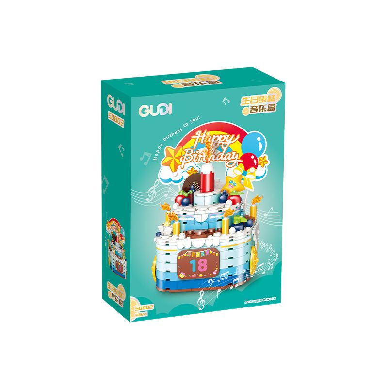 GUDI 50002 non  HỘP NHẠC BÁNH SINH NHẬT bộ đồ chơi xếp lắp ráp ghép mô hình Creator Sáng Tạo 309 khối