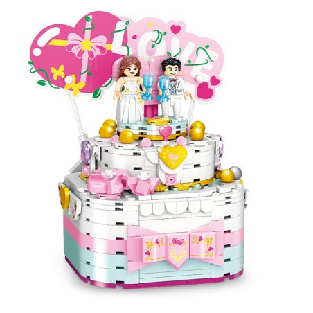 GUDI 50001 non  HỘP NHẠC BÁNH CƯỚI bộ đồ chơi xếp lắp ráp ghép mô hình Creator Sáng Tạo 334 khối