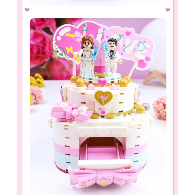 GUDI 50001 non  HỘP NHẠC BÁNH CƯỚI bộ đồ chơi xếp lắp ráp ghép mô hình Creator Sáng Tạo 334 khối