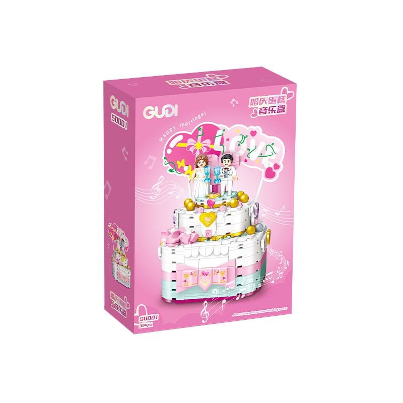 GUDI 50001 non  HỘP NHẠC BÁNH CƯỚI bộ đồ chơi xếp lắp ráp ghép mô hình Creator Sáng Tạo 334 khối