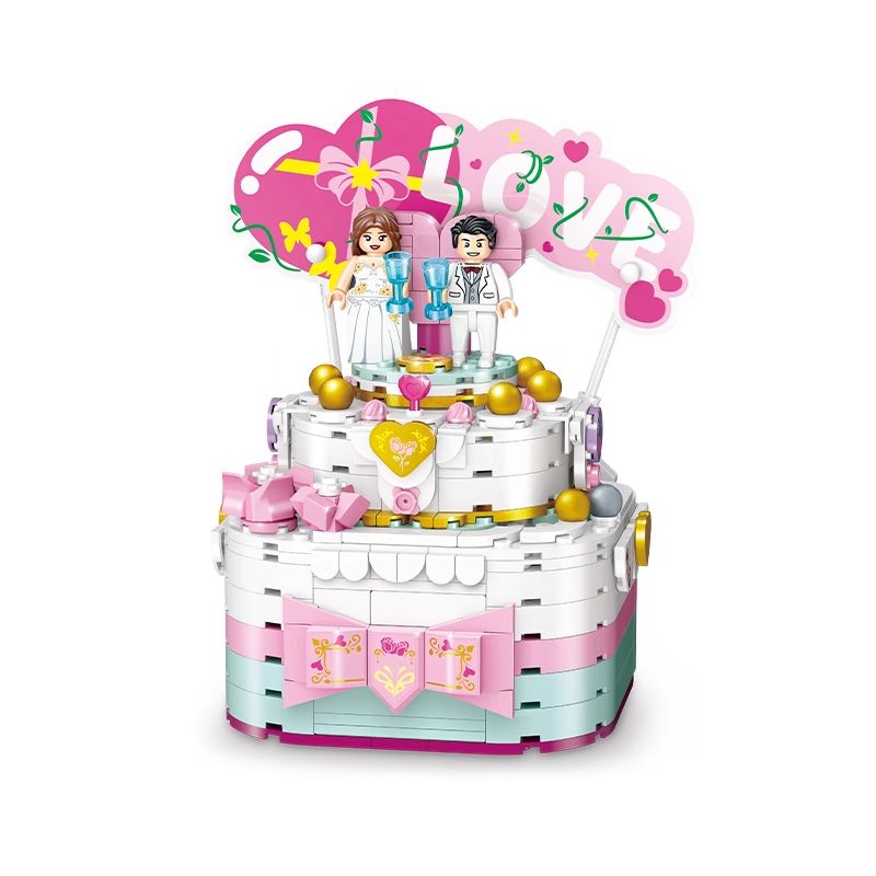 GUDI 50001 non  HỘP NHẠC BÁNH CƯỚI bộ đồ chơi xếp lắp ráp ghép mô hình Creator Sáng Tạo 334 khối