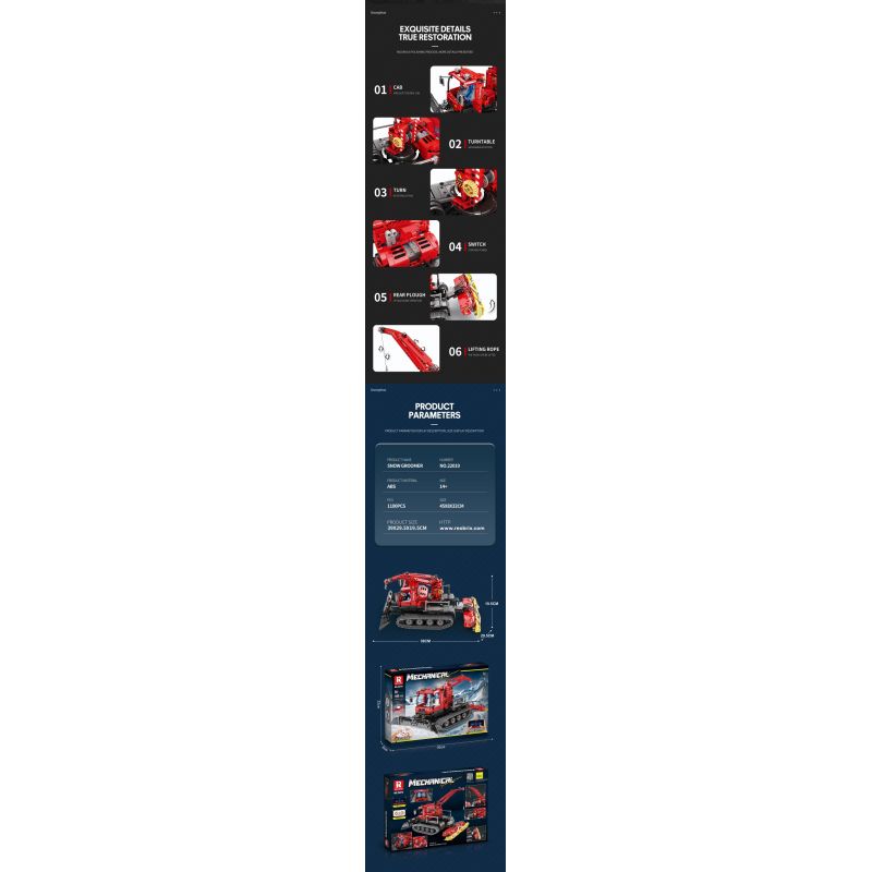 REOBRIX 22019 non  MÁY SAN TUYẾT bộ đồ chơi xếp lắp ráp ghép mô hình  Kỹ Thuật Công Nghệ Cao Mô Hình Phương Tiện 1100 khối