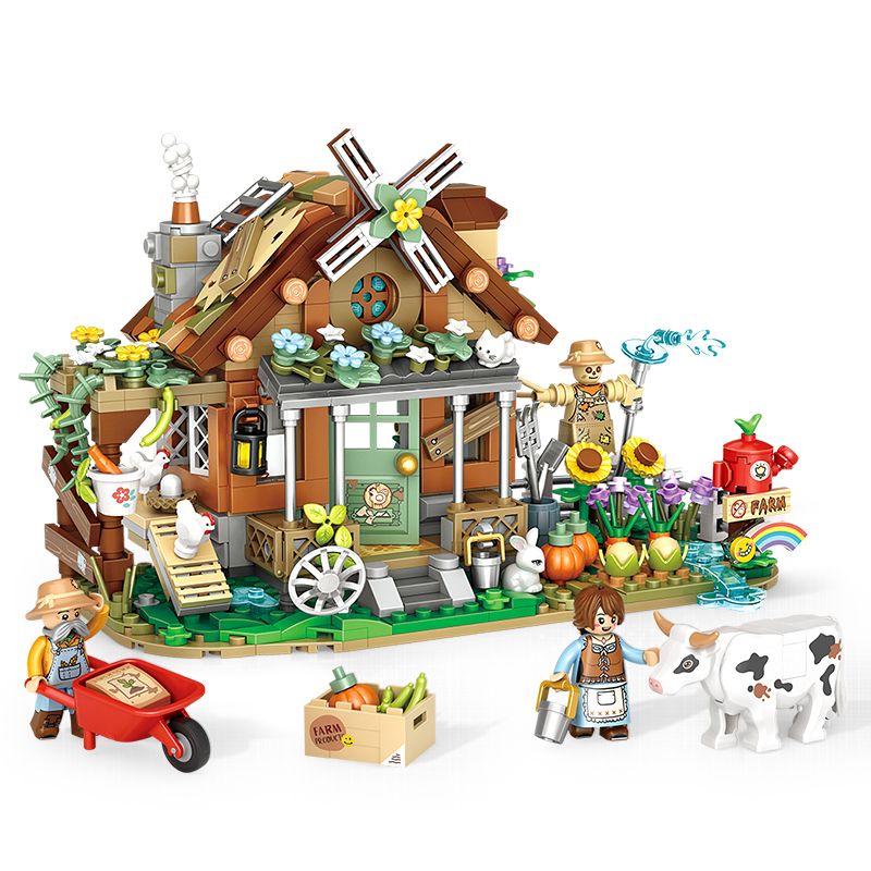 LOZ 1281 non  NÔNG TRẠI bộ đồ chơi xếp lắp ráp ghép mô hình City FARM HOUSE Thành Phố 899 khối
