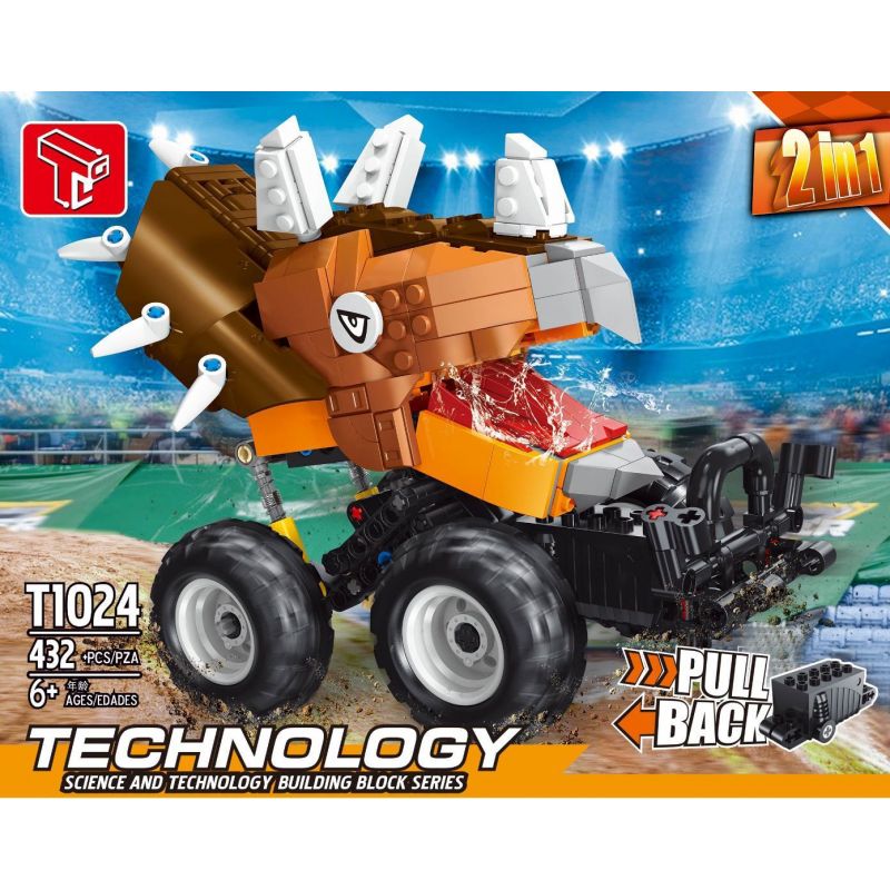 TA GAOLE T1024 1024 non  TRICERATOPS LÙI XE bộ đồ chơi xếp lắp ráp ghép mô hình  Kỹ Thuật Công Nghệ Cao Mô Hình Phương Tiện 432 khối