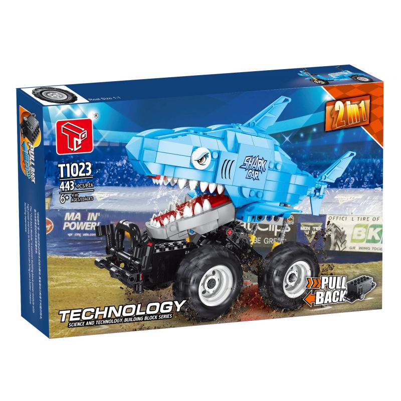 TA GAOLE T1023 1023 non Lego XE CÁ MẬP KÉO LÙI bộ đồ chơi xếp lắp ráp ghép mô hình Technic Kỹ Thuật Công Nghệ Cao Mô Hình Phương Tiện 443 khối