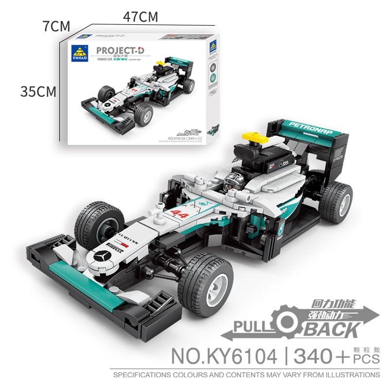Kazi KY6104 6104 non  DỰ ÁN XE HƠI NỔI TIẾNG ĐUA BENZ F1 KÉO bộ đồ chơi xếp lắp ráp ghép mô hình 340 khối