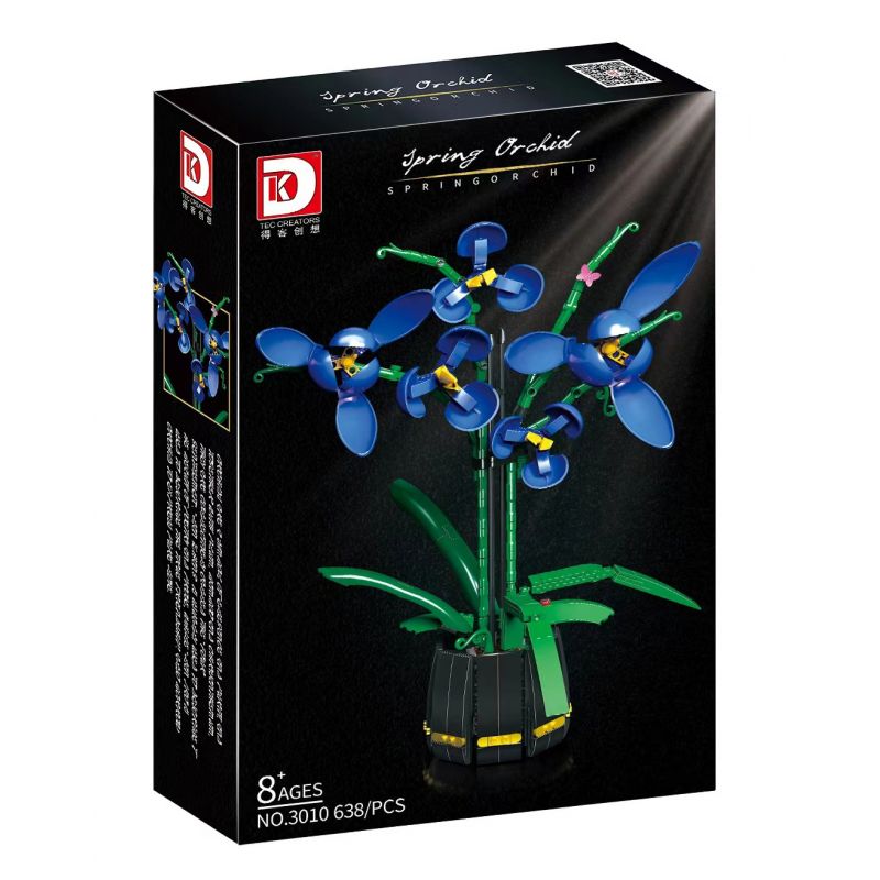 DK 3010 non  MÀU XANH CHUNLAN bộ đồ chơi xếp lắp ráp ghép mô hình Flowers SPRING ORCHID Hoa 638 khối