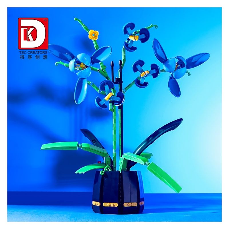 DK 3010 non  MÀU XANH CHUNLAN bộ đồ chơi xếp lắp ráp ghép mô hình Flowers SPRING ORCHID Hoa 638 khối