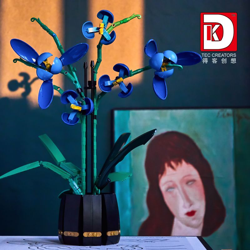 DK 3010 non  MÀU XANH CHUNLAN bộ đồ chơi xếp lắp ráp ghép mô hình Flowers SPRING ORCHID Hoa 638 khối