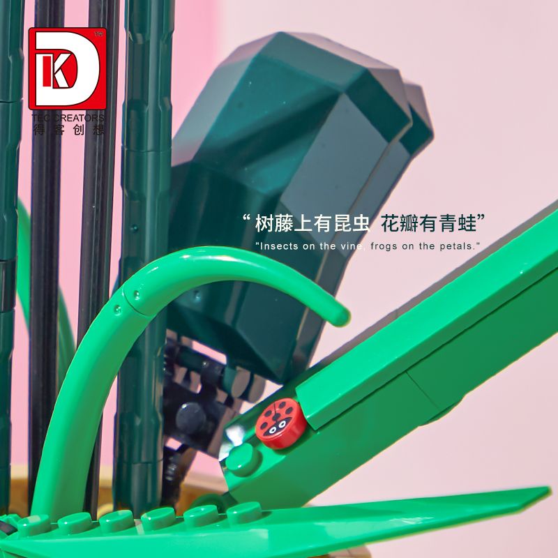 DK 3009 non  HOA LAN HỒ ĐIỆP ĐỎ bộ đồ chơi xếp lắp ráp ghép mô hình Flowers COLD ORCHID 608 khối