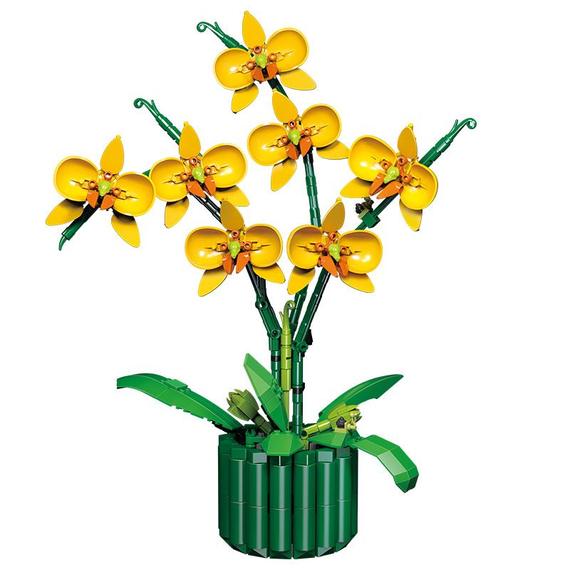 DK 3008 non Lego LAN HỒ ĐIỆP VÀNG bộ đồ chơi xếp lắp ráp ghép mô hình Flowers DANCER ORCHID Hoa 636 khối