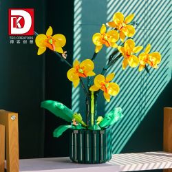 DK 3008 non  LAN HỒ ĐIỆP VÀNG bộ đồ chơi xếp lắp ráp ghép mô hình Flowers DANCER ORCHID Hoa 636 khối