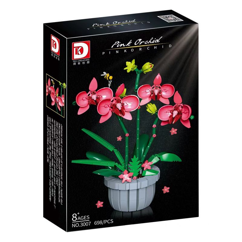 DK 3007 non Lego LAN HỒ ĐIỆP HỒNG bộ đồ chơi xếp lắp ráp ghép mô hình Flowers PINK ORCHID Hoa 698 khối