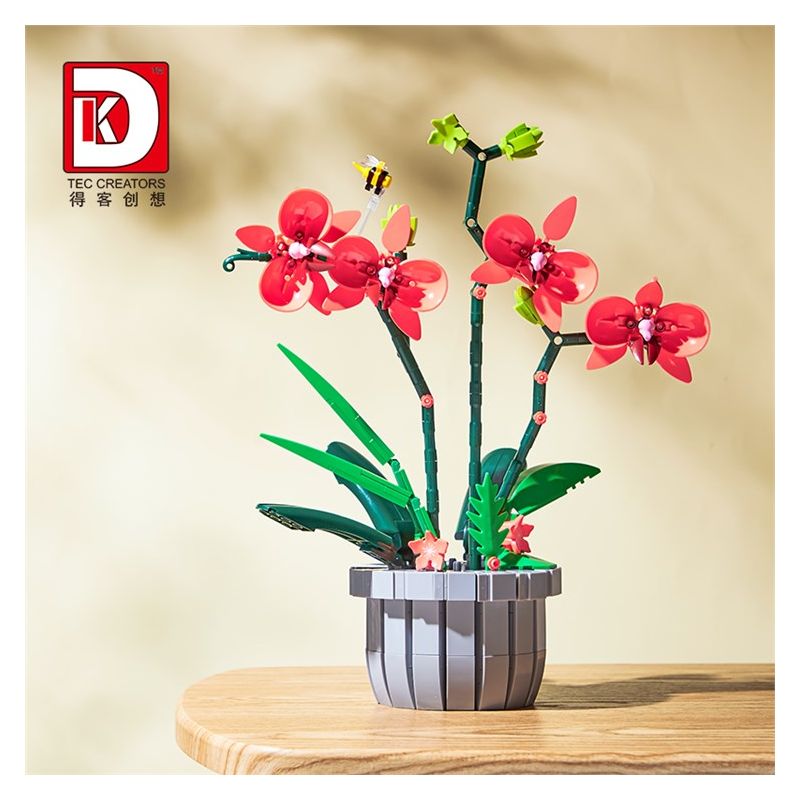 DK 3007 non  LAN HỒ ĐIỆP HỒNG bộ đồ chơi xếp lắp ráp ghép mô hình Flowers PINK ORCHID Hoa 698 khối