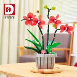DK 3007 non  LAN HỒ ĐIỆP HỒNG bộ đồ chơi xếp lắp ráp ghép mô hình Flowers PINK ORCHID Hoa 698 khối