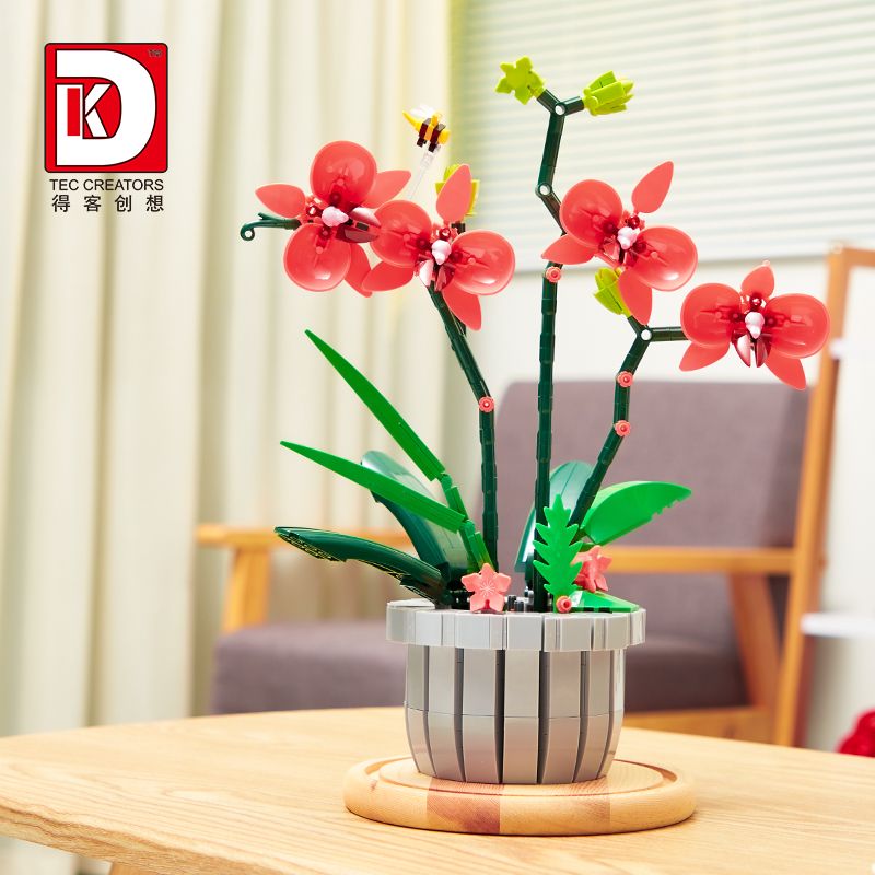 DK 3007 non  LAN HỒ ĐIỆP HỒNG bộ đồ chơi xếp lắp ráp ghép mô hình Flowers PINK ORCHID Hoa 698 khối