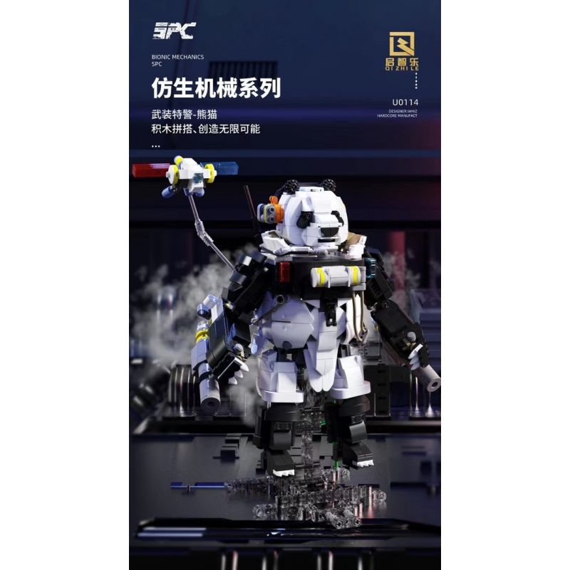 QIZHILE U0117 0117 non  GẤU TRÚC SWAT CÓ VŨ TRANG bộ đồ chơi xếp lắp ráp ghép mô hình Bionic Mechanics SPC Sinh Vật Máy