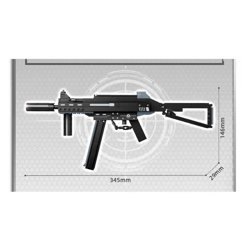 GUDI 40602 non  SÚNG TIỂU LIÊN UMP45 8 TỔ HỢP bộ đồ chơi xếp lắp ráp ghép mô hình Gun UNIVERSAL MACHINE PISTOL 45 351 khối