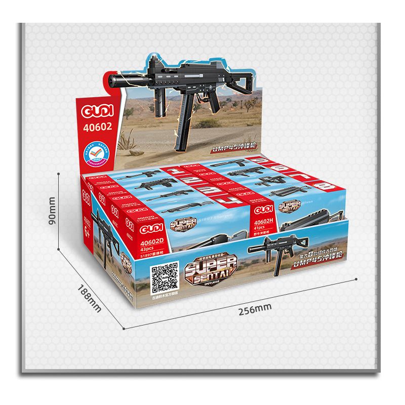 GUDI 40602 non  SÚNG TIỂU LIÊN UMP45 8 TỔ HỢP bộ đồ chơi xếp lắp ráp ghép mô hình Gun UNIVERSAL MACHINE PISTOL 45 351 khối