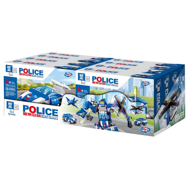 ZHEGAO QL0261 0261 non  ĐỘI CẢNH SÁT BẢO VỆ 8 TỔNG HỢP bộ đồ chơi xếp lắp ráp ghép mô hình Police