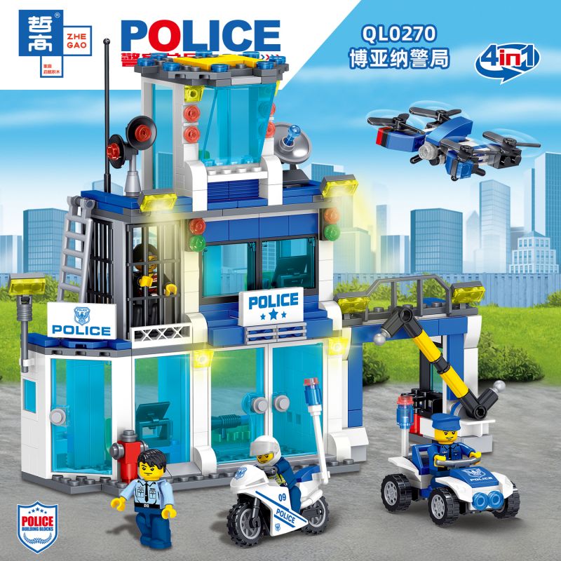 ZHEGAO QL0270 0270 non  SỞ CẢNH SÁT BOYANA 4 KẾT HỢP bộ đồ chơi xếp lắp ráp ghép mô hình Police 660 khối