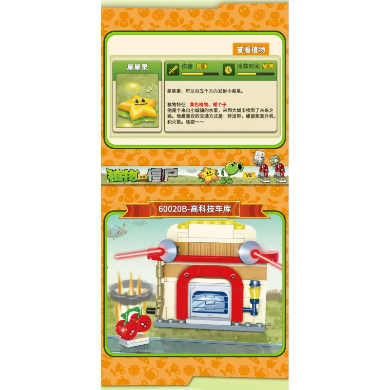 GUDI 60020 non  CẢNH THẾ GIỚI TƯƠNG LAI BỘ 6 KIỂU bộ đồ chơi xếp lắp ráp ghép mô hình Plants Vs Zombies Hoa Quả Nổi Giận 427 khối