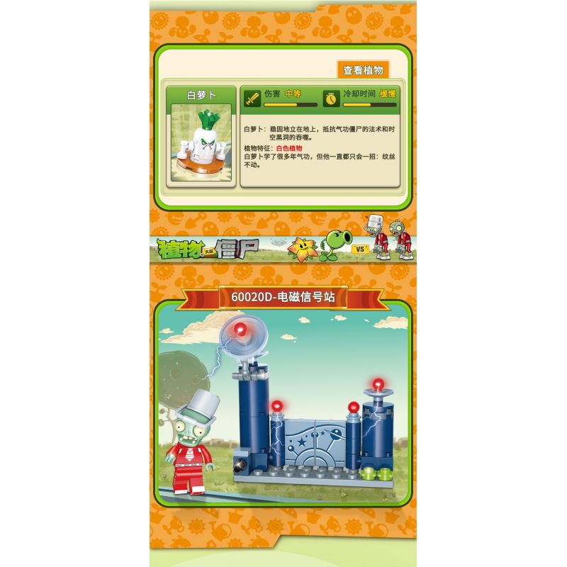 GUDI 60020 non  CẢNH THẾ GIỚI TƯƠNG LAI BỘ 6 KIỂU bộ đồ chơi xếp lắp ráp ghép mô hình Plants Vs Zombies Hoa Quả Nổi Giận 427 khối