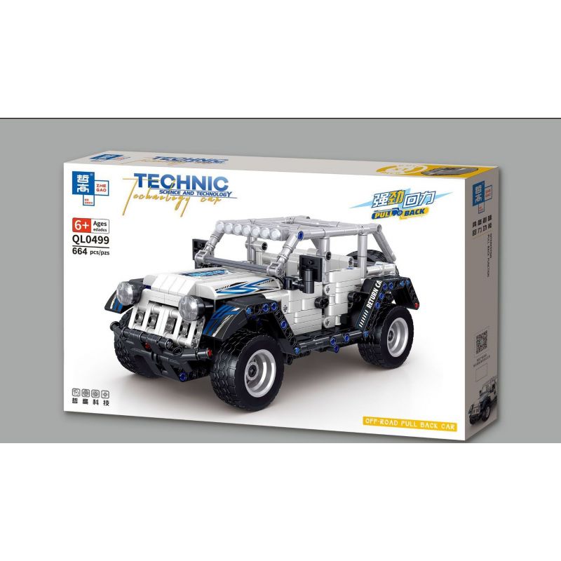 ZHEGAO QL0499 0499 non  XE ĐỊA HÌNH KÉO LÙI MÀU TRẮNG bộ đồ chơi xếp lắp ráp ghép mô hình  Kỹ Thuật Công Nghệ Cao Mô Hình Phương Tiện 664 khối