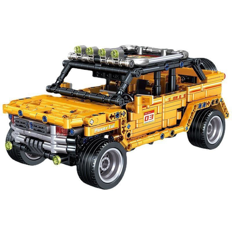 ZHEGAO QL0498 0498 non Lego XE ĐỊA HÌNH KÉO LÙI MÀU VÀNG bộ đồ chơi xếp lắp ráp ghép mô hình Technic Kỹ Thuật Công Nghệ Cao Mô Hình Phương Tiện 706 khối