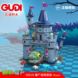 GUDI 60018 non  BỘ LÂU ĐÀI ZOMBIE bộ đồ chơi xếp lắp ráp ghép mô hình Plants Vs Zombies Hoa Quả Nổi Giận 761 khối
