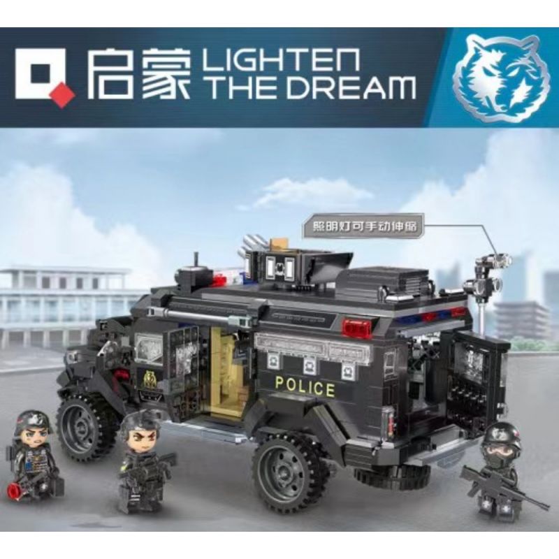 Enlighten 11020 Qman 11020 non  XE CẢNH SÁT ĐẶC BIỆT HỔ RĂNG KIẾM bộ đồ chơi xếp lắp ráp ghép mô hình City Thành Phố 1250 khối