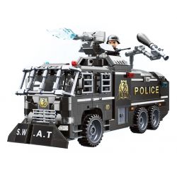 Enlighten 11018 Qman 11018 non  XE VÒI RỒNG CHỐNG BẠO ĐỘNG bộ đồ chơi xếp lắp ráp ghép mô hình City Thành Phố 847 khối