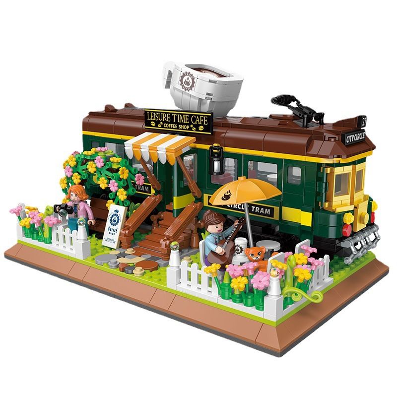 ZHEGAO DZ6002 6002 non Lego QUÁN CÀ PHÊ XE LỬA bộ đồ chơi xếp lắp ráp ghép mô hình Creator Expert TRAIN COFFEE HOUSE Chuyên Gia Sáng Tạo 1081 khối