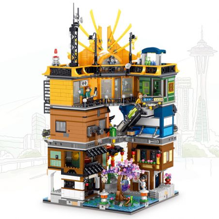 ZHEGAO 00982 non  THÀNH PHỐ HỒNG KÔNG bộ đồ chơi xếp lắp ráp ghép mô hình Modular Buildings HONGKONG CITY Mô Hình Nhà Cửa 4184 khối