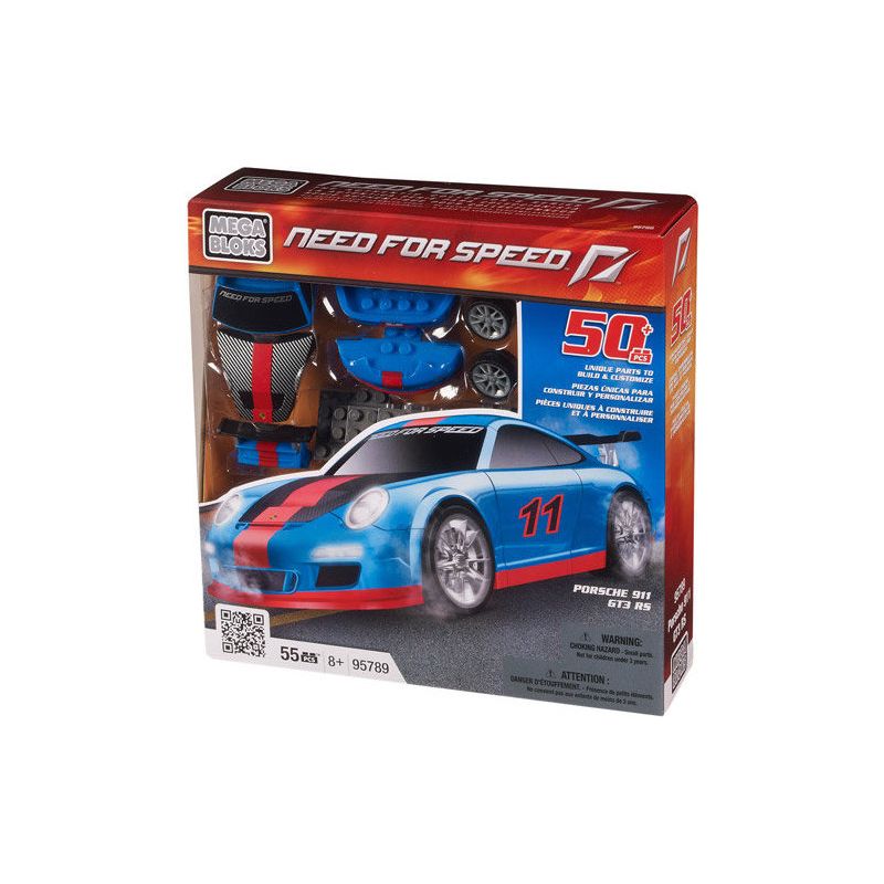 MEGA BLOKS 95789 non Lego PORSCHE 911 GT3 tỷ lệ 1:38 bộ đồ chơi xếp lắp ráp ghép mô hình Need For Speed NEED FOR SPEED PORSCHE 911 GT3 55 khối