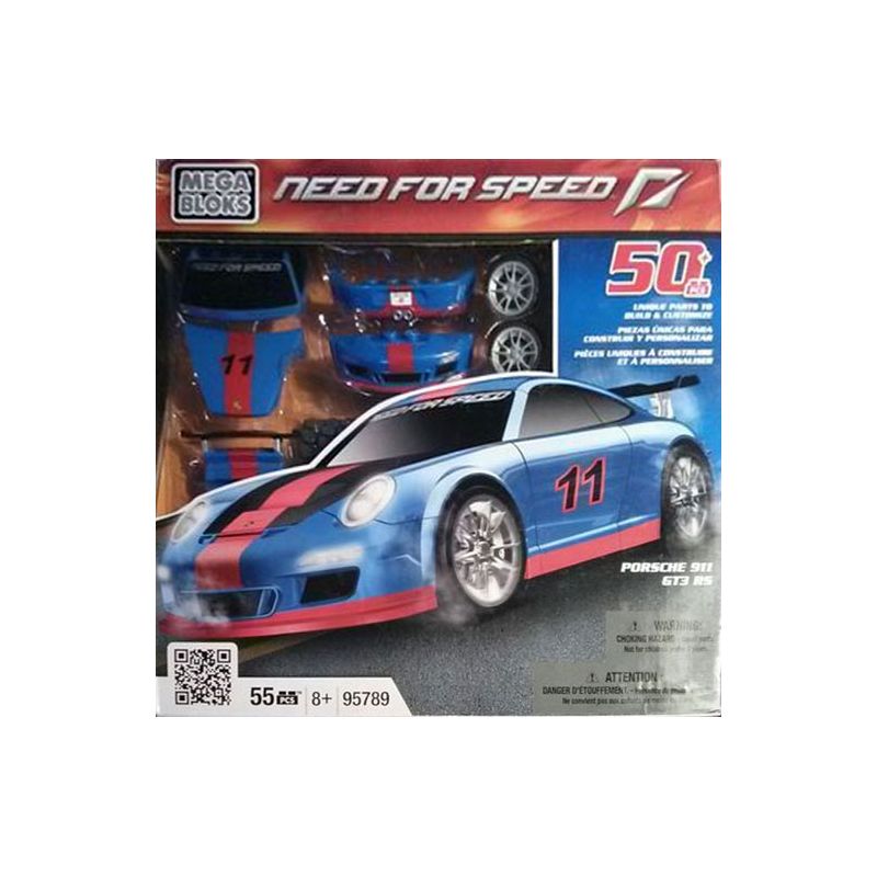 MEGA BLOKS 95789 non  PORSCHE 911 GT3 tỷ lệ 1:38 bộ đồ chơi xếp lắp ráp ghép mô hình Need For Speed NEED FOR SPEED PORSCHE 911 GT3 55 khối
