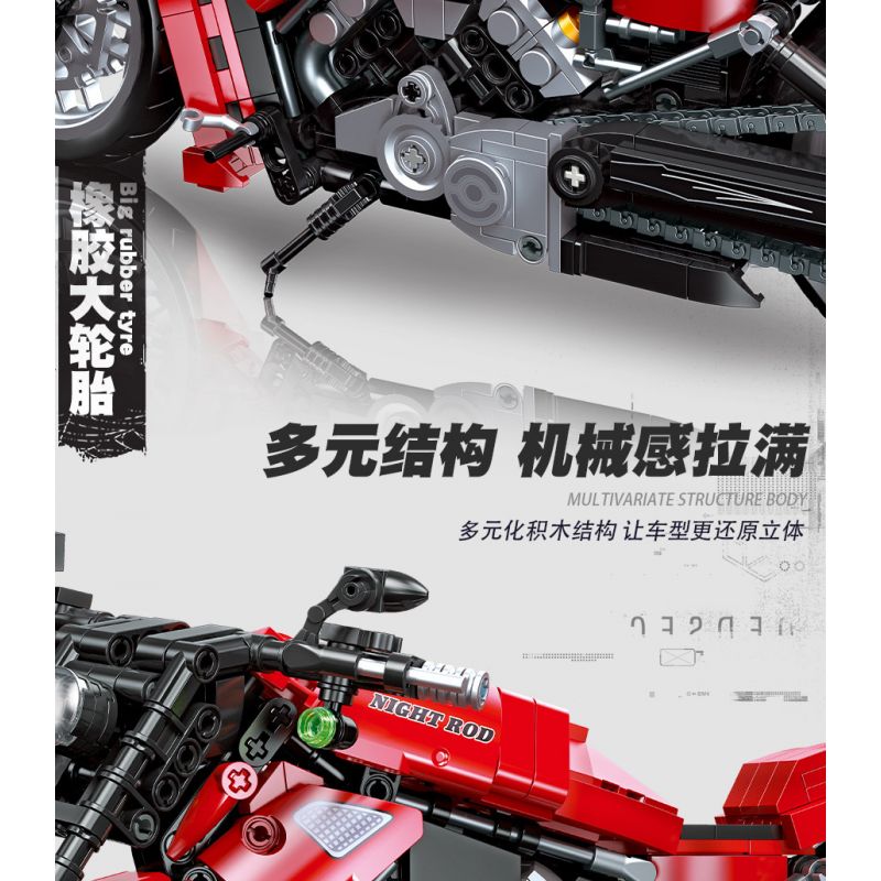 JIESTAR 91020 non  HARLEY DAVIDSON ĐÊM BÁNH LÁI bộ đồ chơi xếp lắp ráp ghép mô hình  NIGHT ROD Kỹ Thuật Công Nghệ Cao Mô Hình Phương Tiện 849 khối