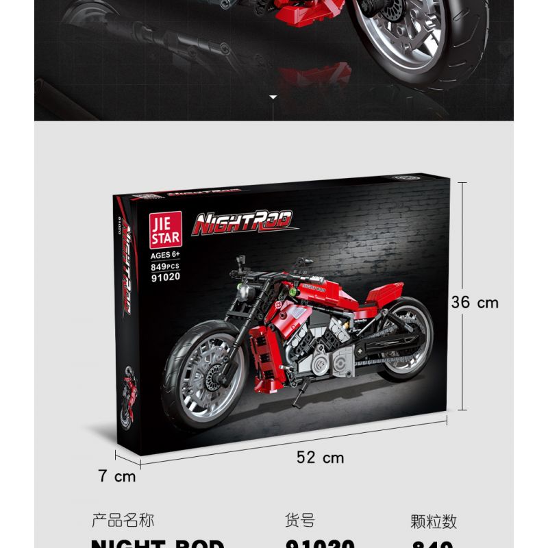 JIESTAR 91020 non  HARLEY DAVIDSON ĐÊM BÁNH LÁI bộ đồ chơi xếp lắp ráp ghép mô hình  NIGHT ROD Kỹ Thuật Công Nghệ Cao Mô Hình Phương Tiện 849 khối