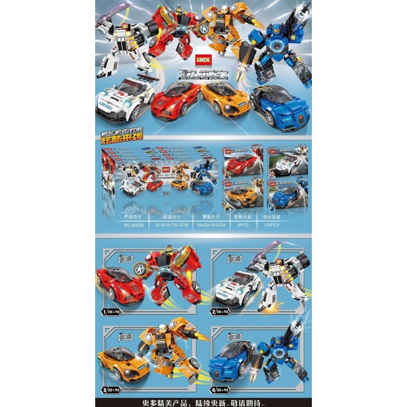 LWCK 60028 non Lego 4 LOẠI CƠ CHẾ ĐUA XE THAY ĐỔI GẤP ĐÔI bộ đồ chơi xếp lắp ráp ghép mô hình Racers Đua Tốc Độ 909 khối
