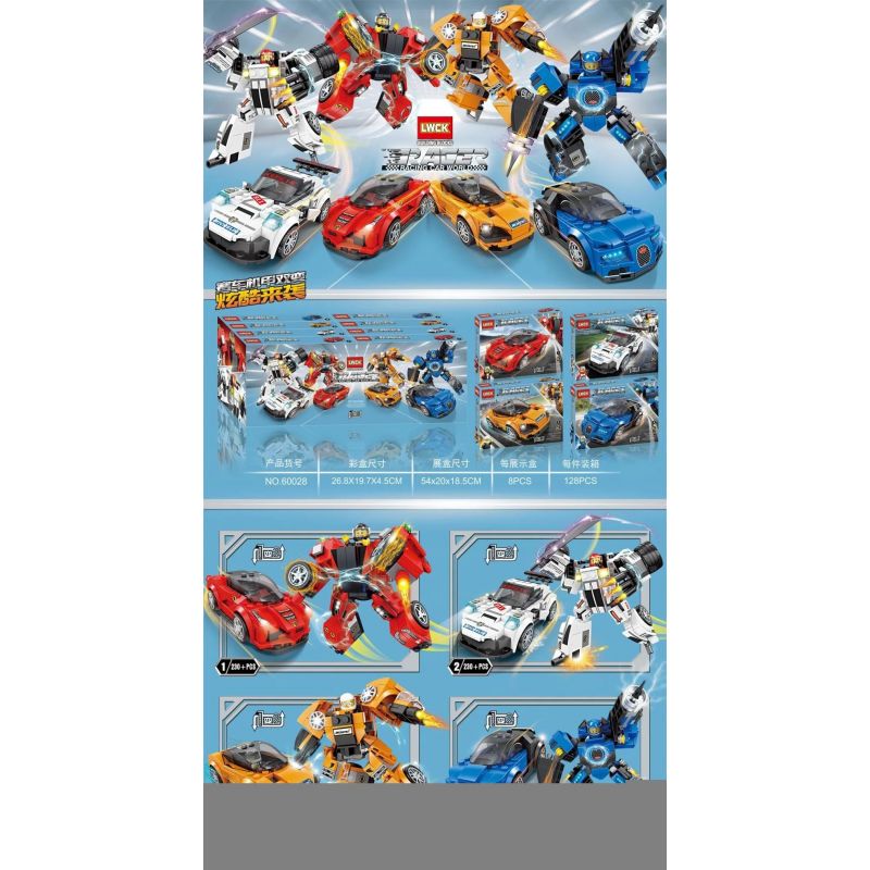 LWCK 60028 non  4 LOẠI CƠ CHẾ ĐUA XE THAY ĐỔI GẤP ĐÔI bộ đồ chơi xếp lắp ráp ghép mô hình Racers Đua Tốc Độ 909 khối