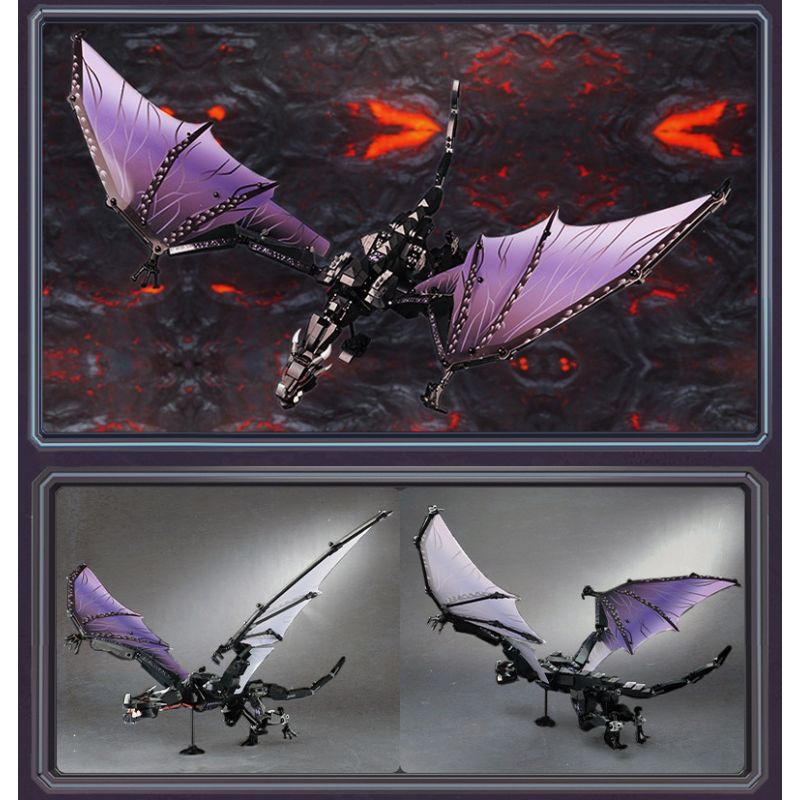 Enlighten 72025 Qman 72025 non  ĐÁNH THỨC RỒNG ĐEN bộ đồ chơi xếp lắp ráp ghép mô hình Minecraft Game Xây Dựng