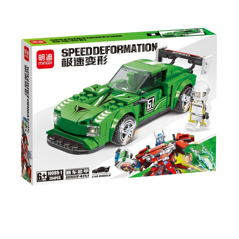 MINGDI 10089 non  ĐUA XE MECH 4 KẾT HỢP bộ đồ chơi xếp lắp ráp ghép mô hình SPEED DEFORMATION 815 khối